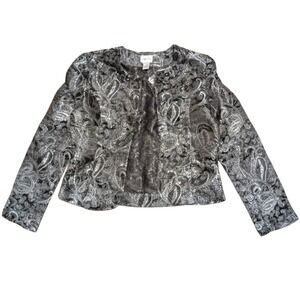Chico's Blazer 0 S 4 Black Silver Paisley Metallic Jeweled Dressy Evening NWT